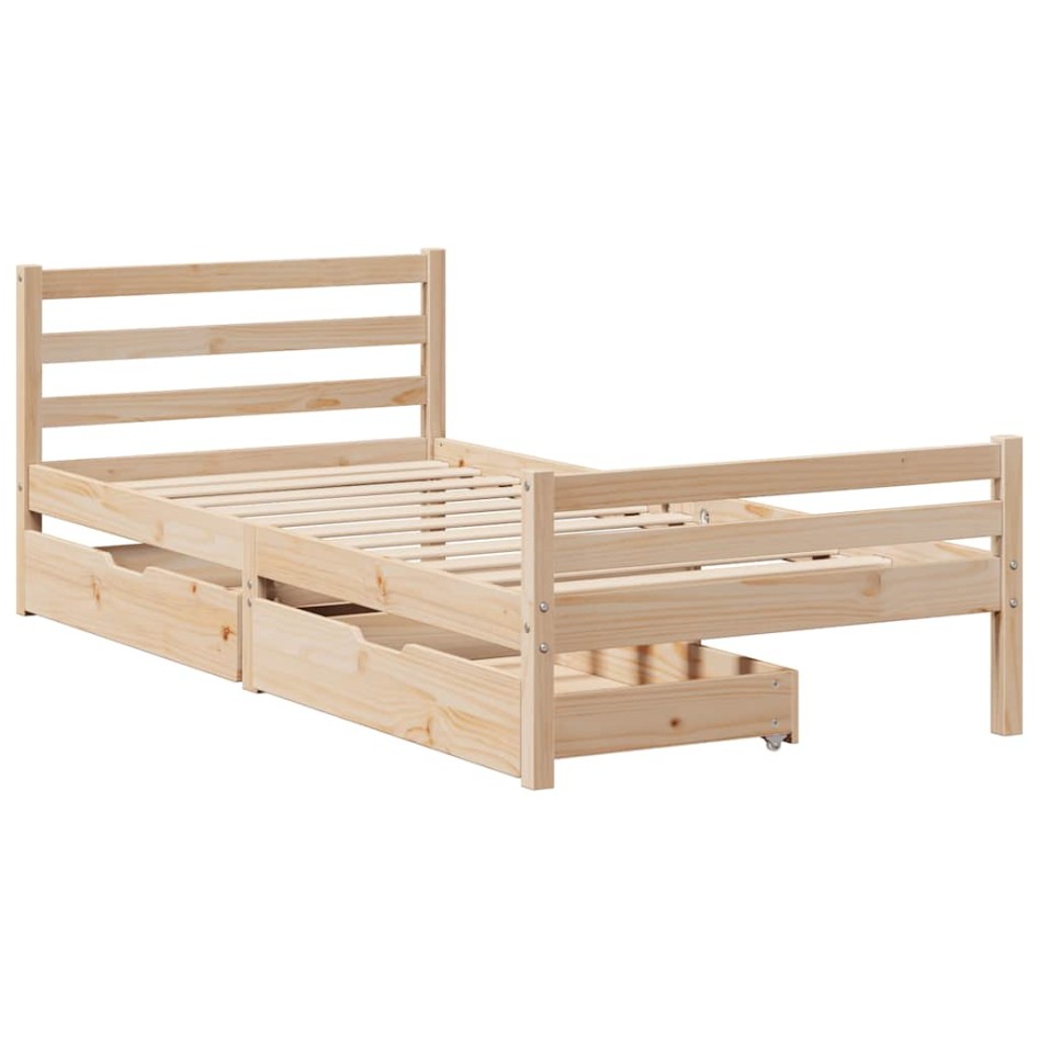 Estructura de cama sin colchón madera maciza de pino 100x200