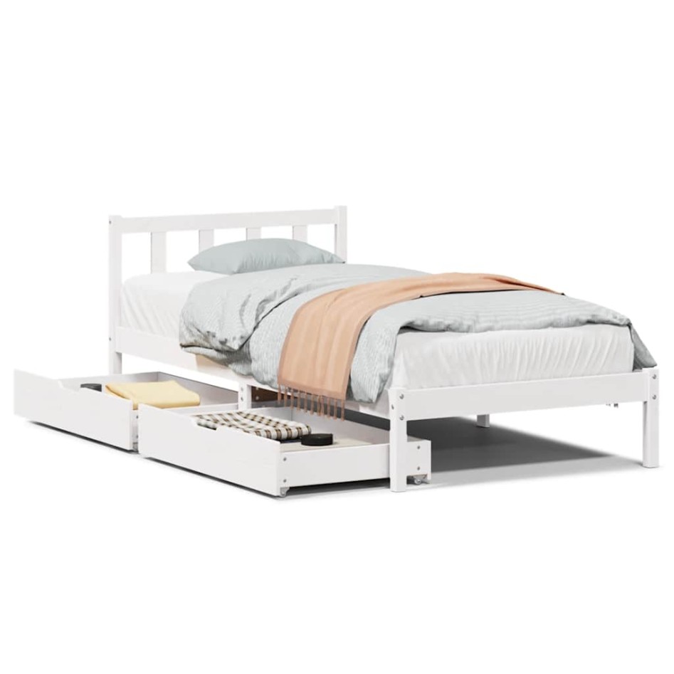 Estructura de cama sin colchón madera de pino blanca 90x200