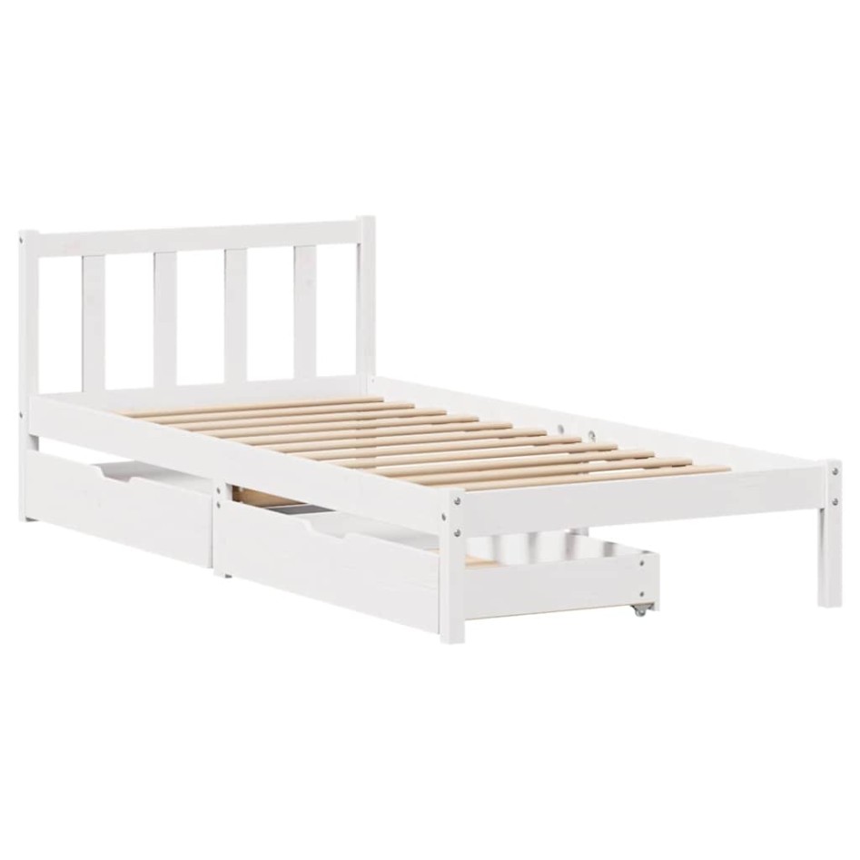 Estructura de cama sin colchón madera de pino blanca 90x200