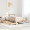 Estructura de cama sin colchón madera maciza de pino 100x200 cm