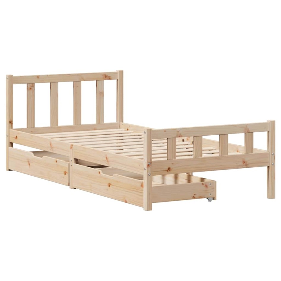 Estructura de cama sin colchón madera maciza de pino 100x200