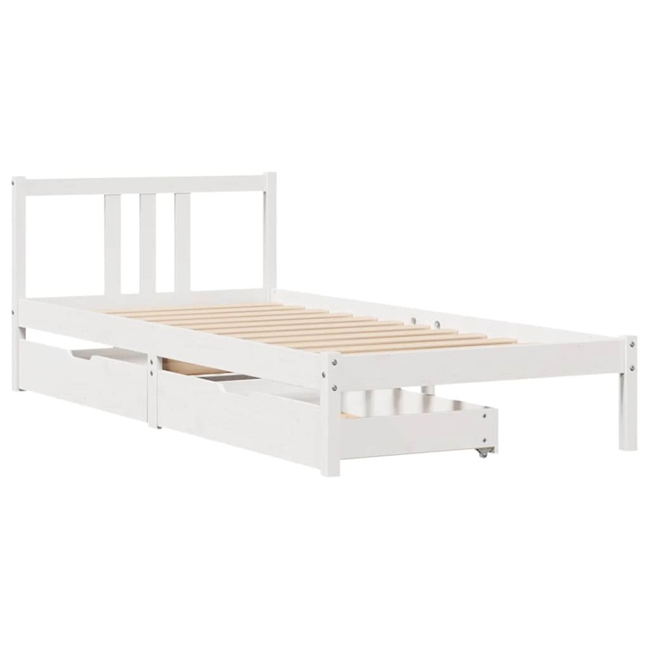 Estructura de cama sin colchón madera de pino blanca 90x200