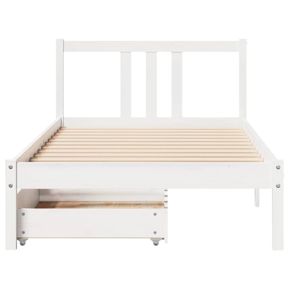 Estructura de cama sin colchón madera de pino blanca 90x200