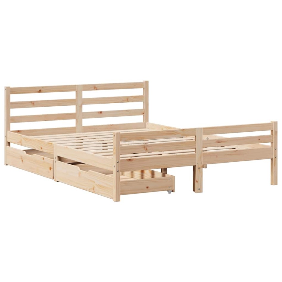 Estructura de cama sin colchón madera de pino blanco 150x200