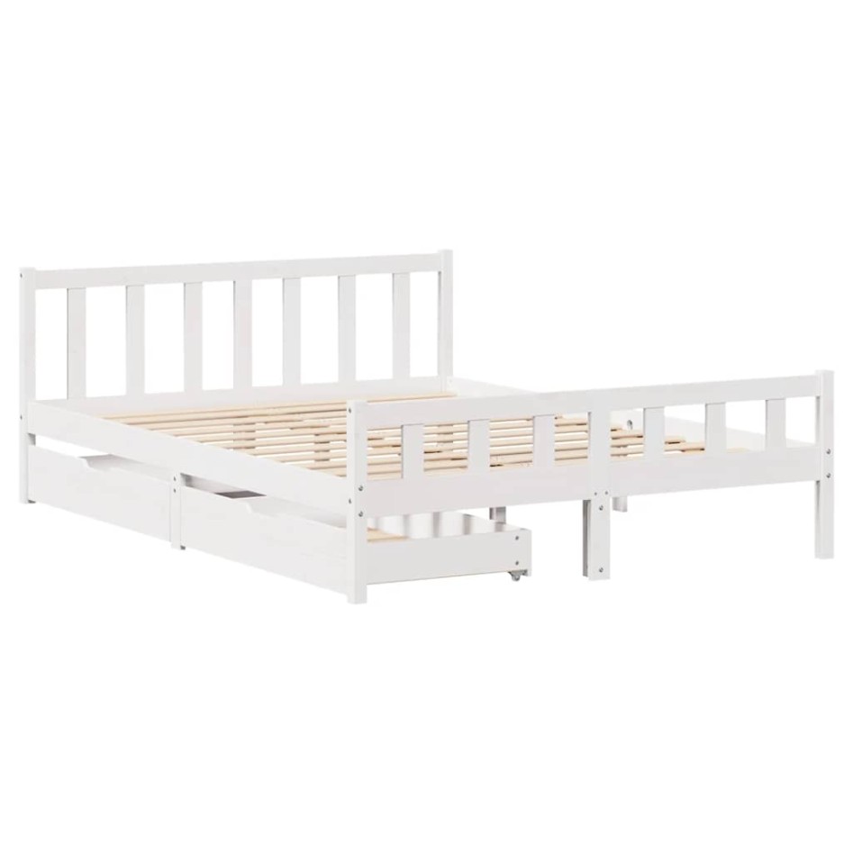 Estructura de cama sin colchón madera de pino blanca 150x200