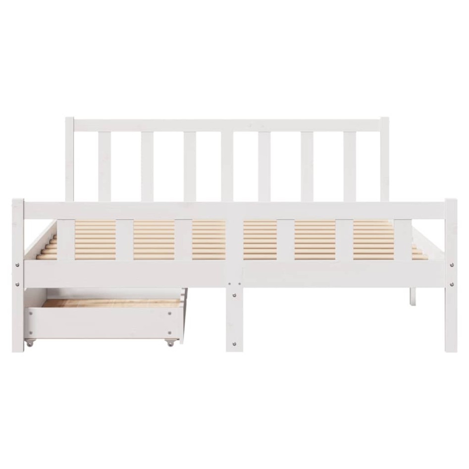 Estructura de cama sin colchón madera de pino blanca 150x200