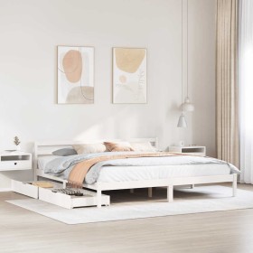Estructura de cama sin colchón madera maciza blanca 200x200