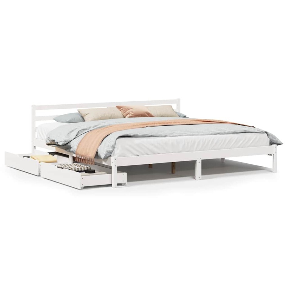 Estructura de cama sin colchón madera maciza blanca 200x200