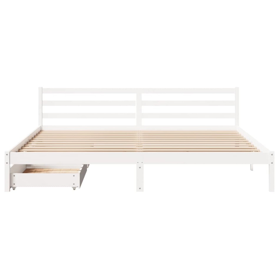 Estructura de cama sin colchón madera maciza blanca 200x200