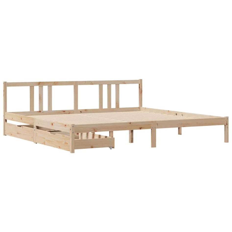 Estructura de cama sin colchón madera maciza de pino 200x200