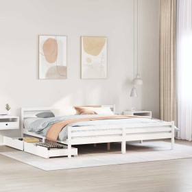 Estructura de cama sin colchón madera maciza blanca 200x200