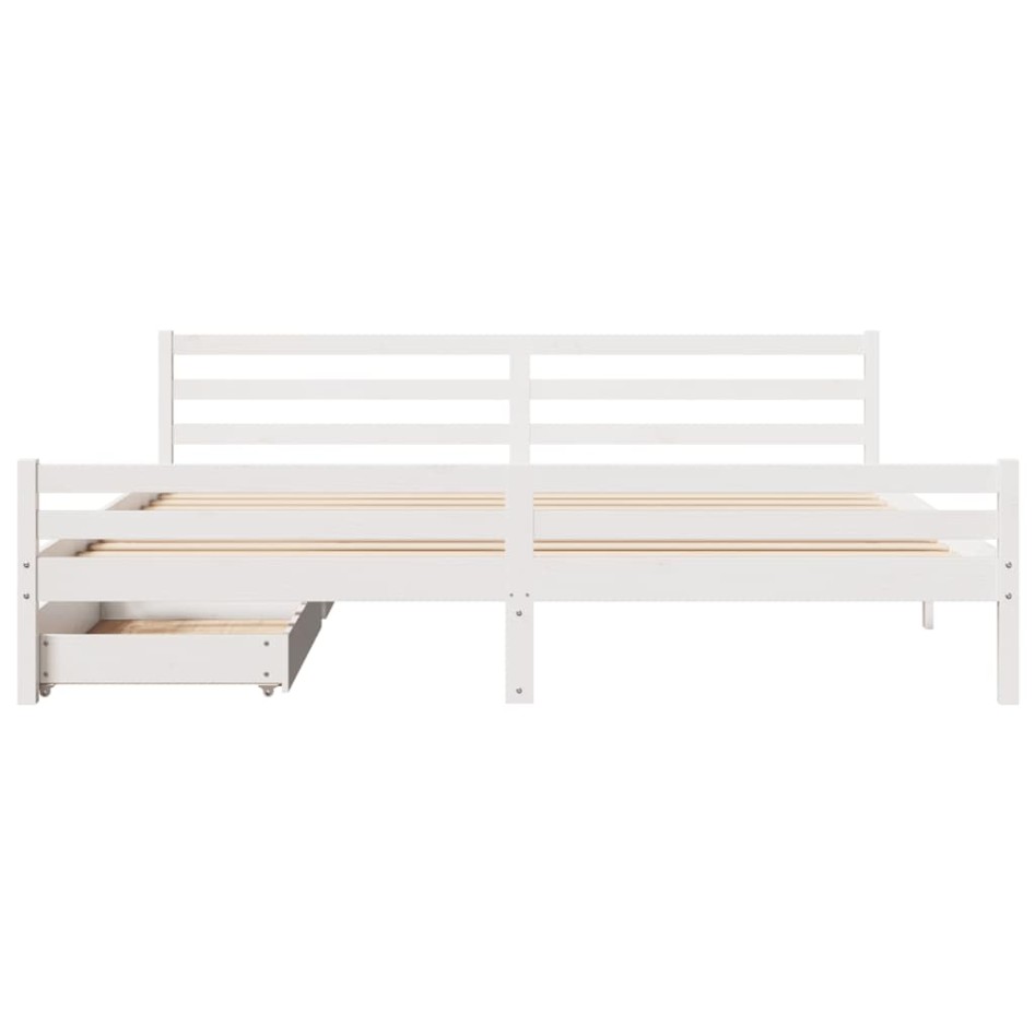 Estructura de cama sin colchón madera maciza blanca 200x200