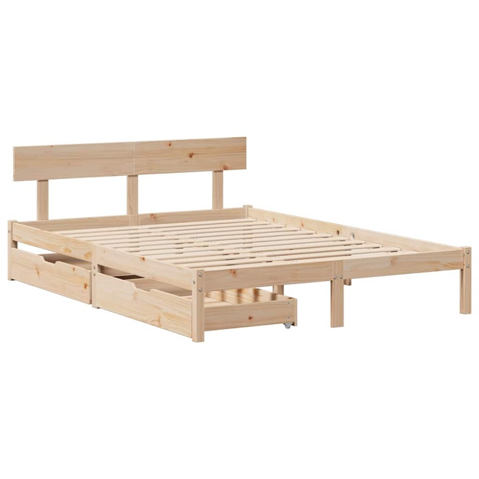 Estructura de cama sin colchón madera de pino blanco 150x200