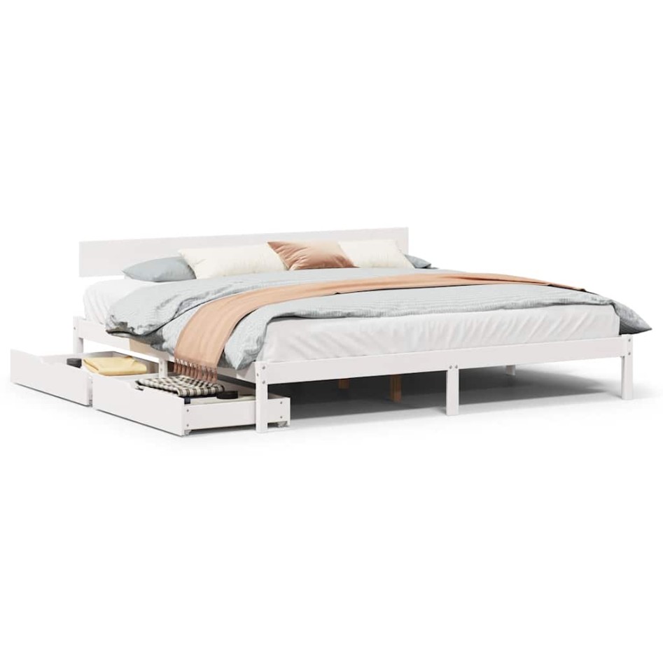 Estructura de cama sin colchón madera maciza blanca 200x200