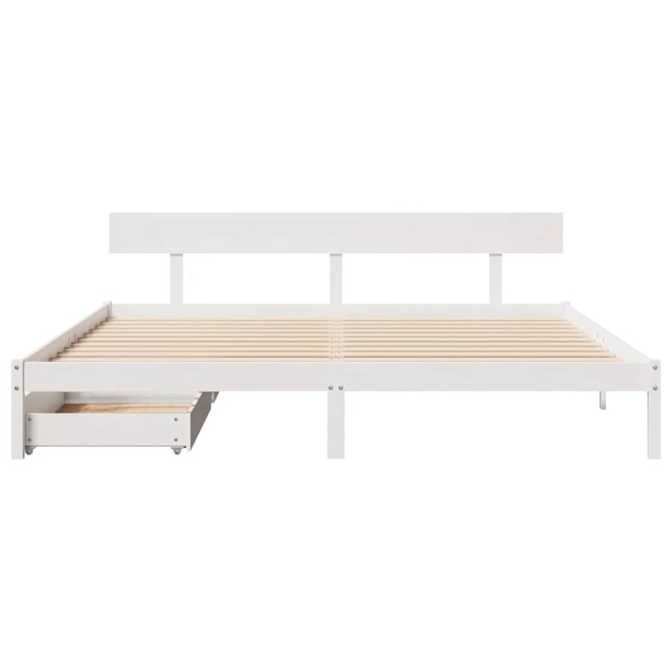 Estructura de cama sin colchón madera maciza blanca 200x200