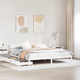Cama sin colchón madera maciza de pino blanca 180x200