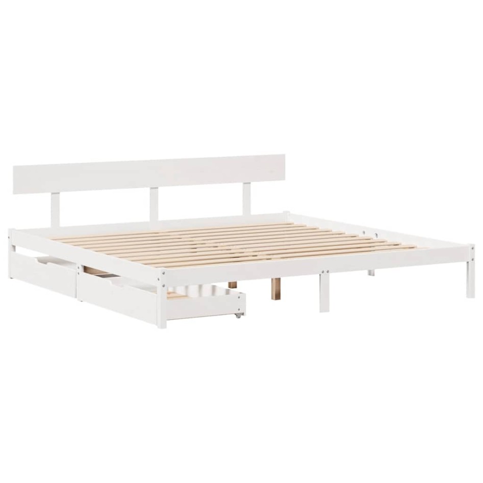 Cama sin colchón madera maciza de pino blanca 180x200