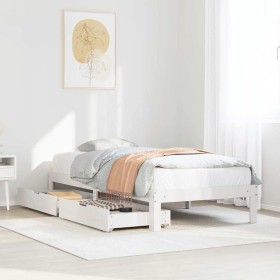 Estructura cama con cajones madera maciza pino blanca 90x190
