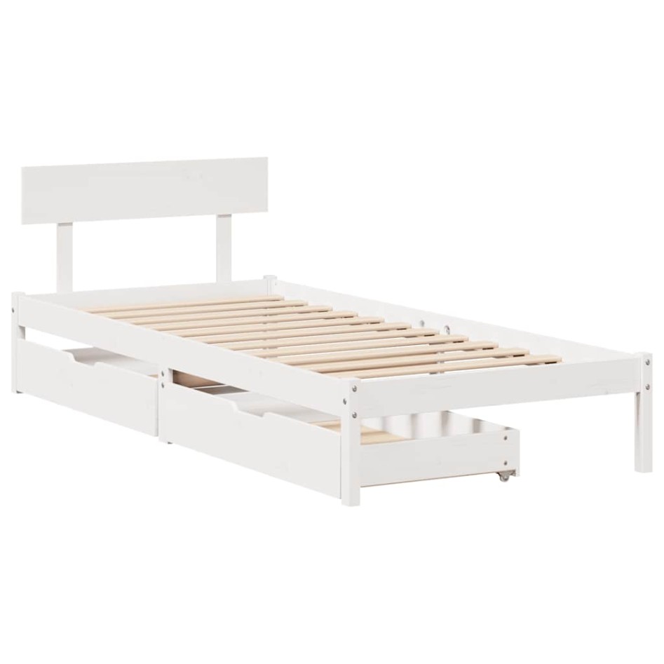 Estructura de cama sin colchón madera de pino blanca 90x200