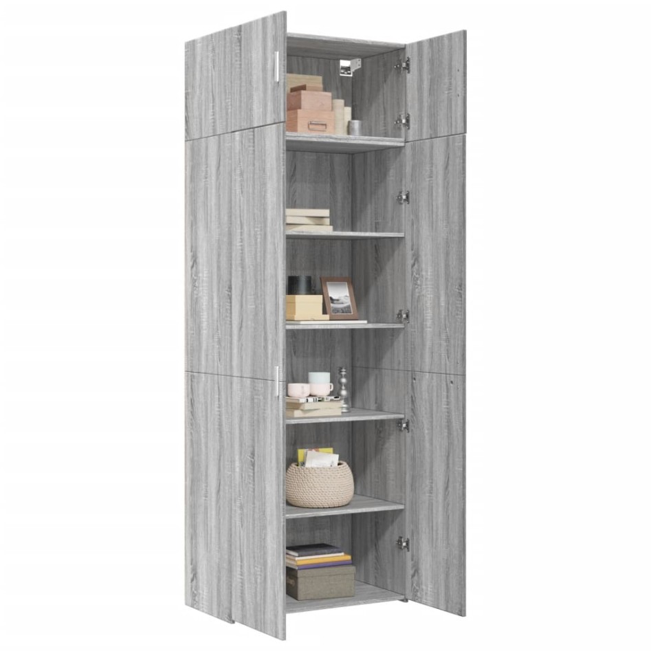Armario de madera ingeniería gris Sonoma 80x42,5x225