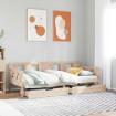 Sofá cama con cajones madera maciza de pino 90x200 cm