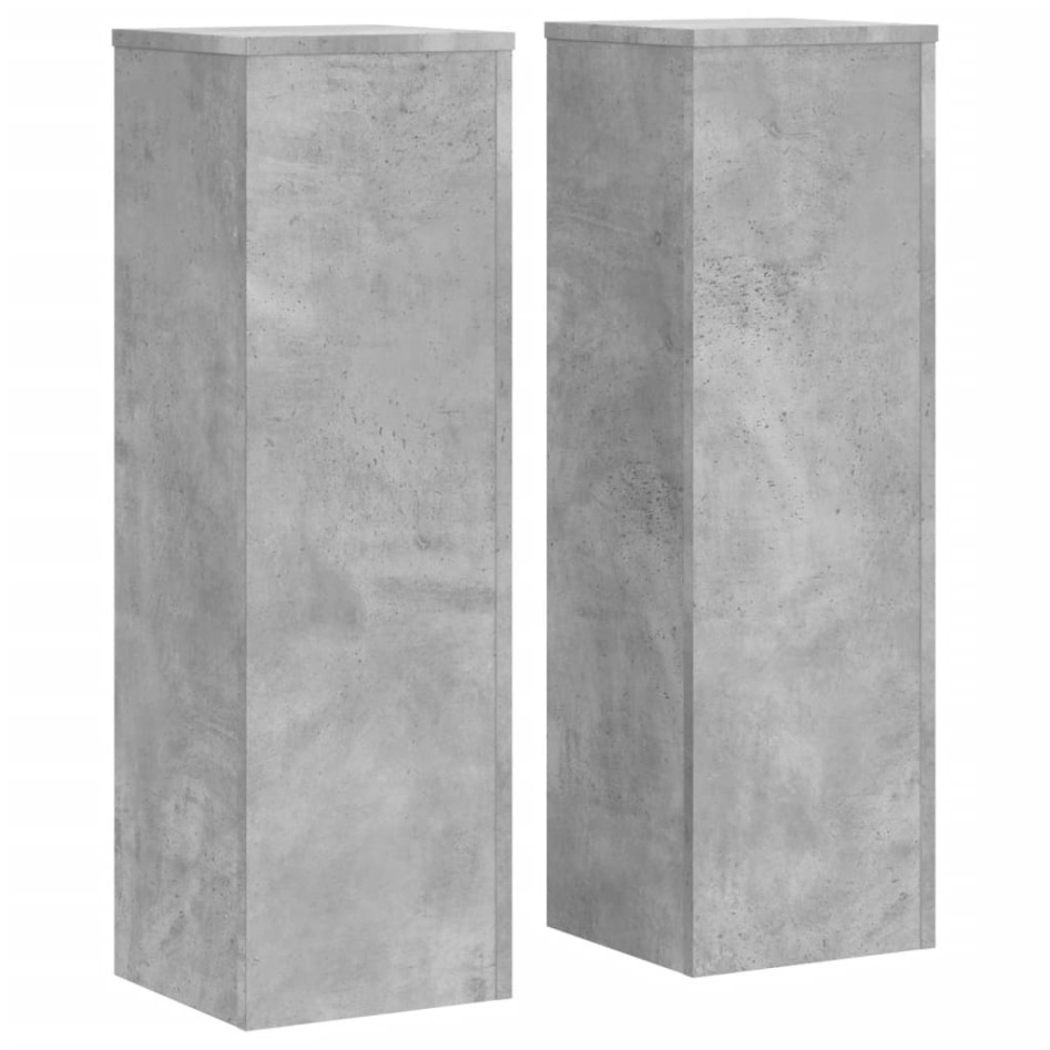 Soportes de plantas 2 uds madera gris hormigón 25x25x80