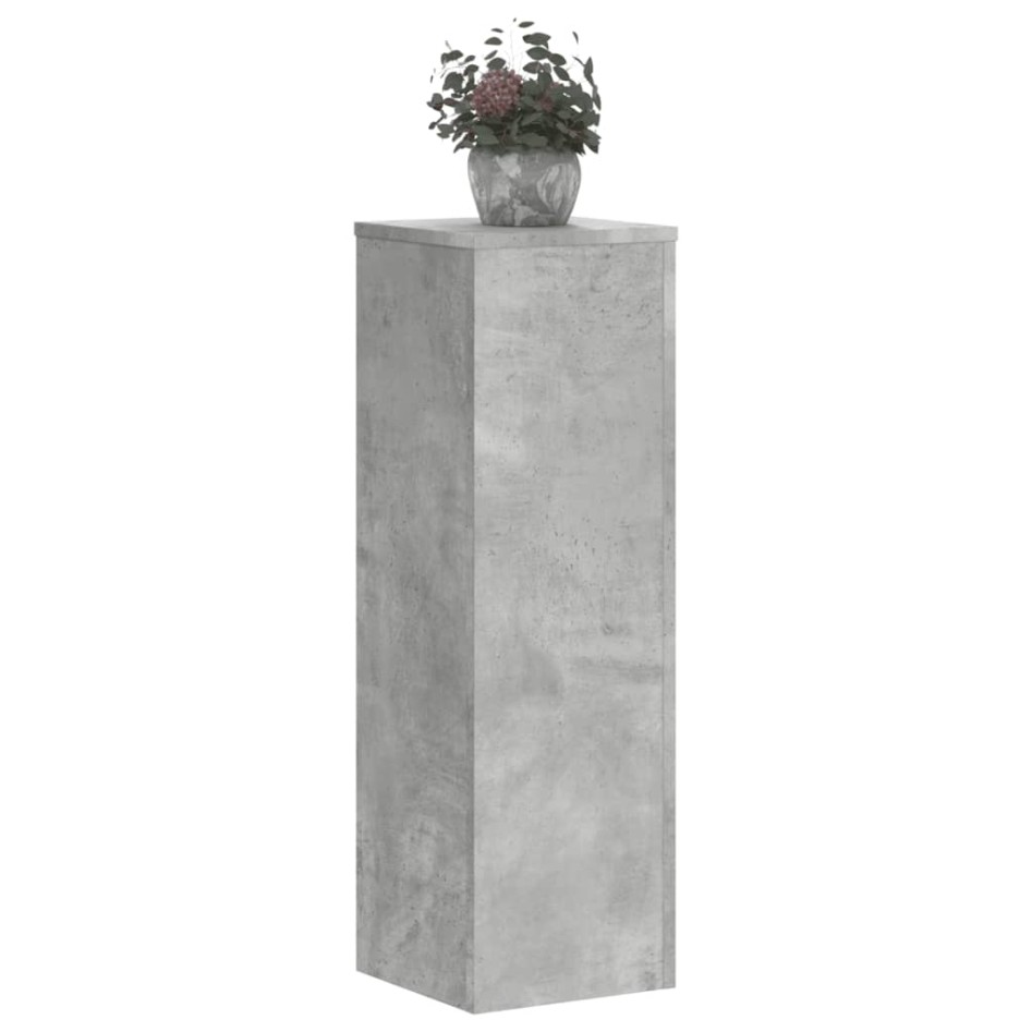 Soportes de plantas 2 uds madera gris hormigón 25x25x80