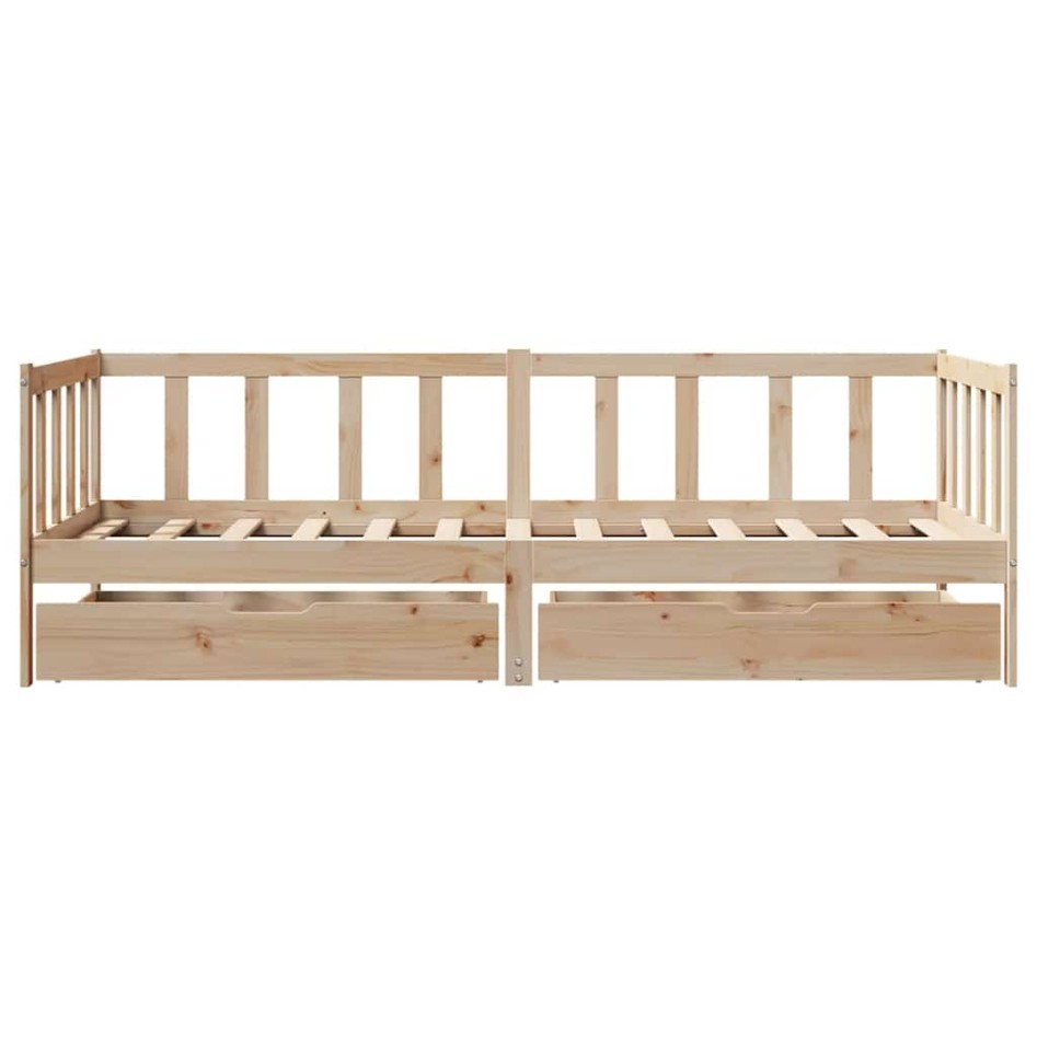 Sofá cama con cajones madera maciza de pino 90x200