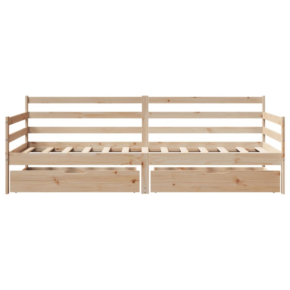Sofá cama con cajones madera maciza de pino 90x200