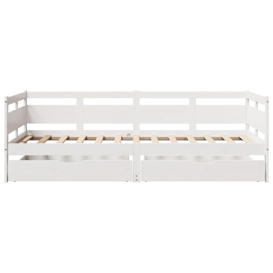 Sofá cama con cajones madera maciza de pino blanca 80x200