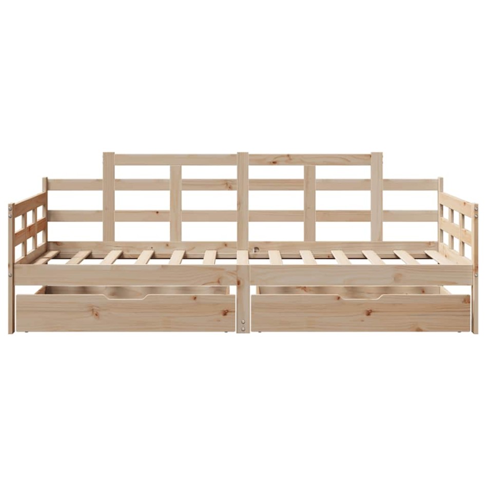 Sofá cama con cajones madera maciza de pino 90x200