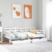 Sofá cama con cajones madera maciza de pino blanca 90x190 cm