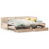 Sofá cama con cajones madera maciza de pino 90x200