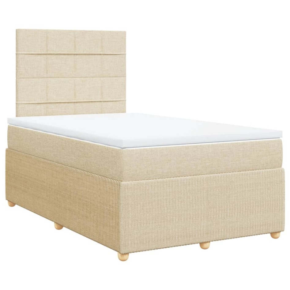 Cama box spring con colchón tela color crema 120x190
