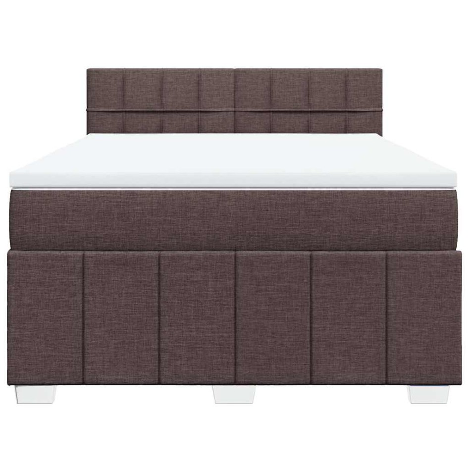 Cama box spring con colchón tela marrón oscuro 140x190