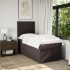 Cama box spring con colchón tela marrón oscuro 100x200