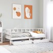 Sofá cama con cajones madera maciza de pino blanco 90x200 cm