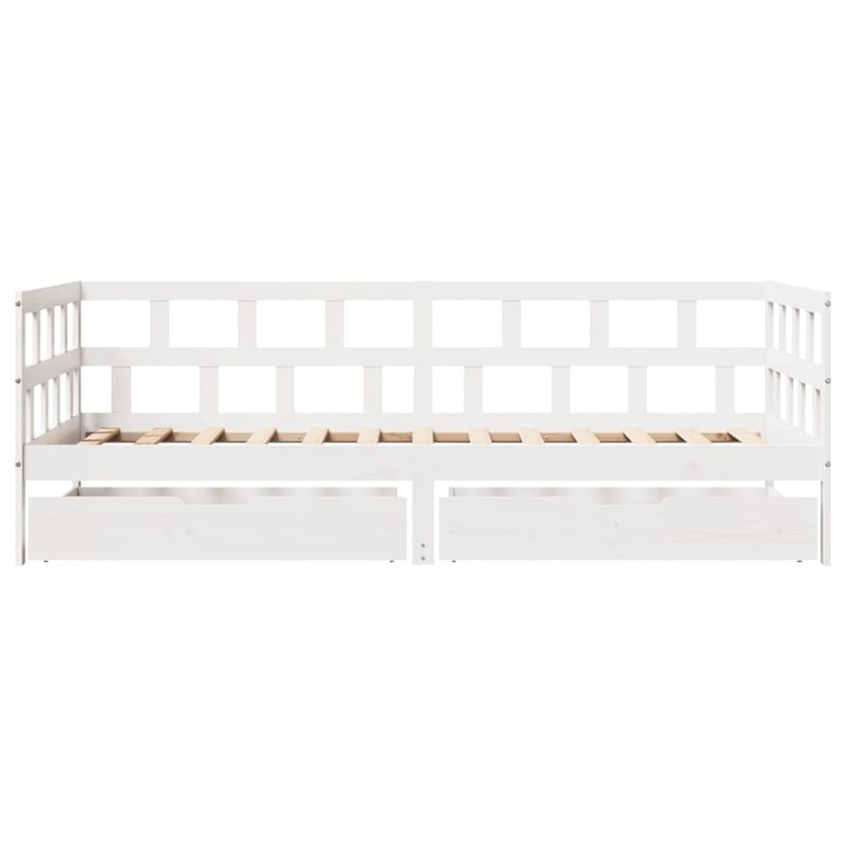 Sofá cama con cajones madera maciza de pino blanco 90x200