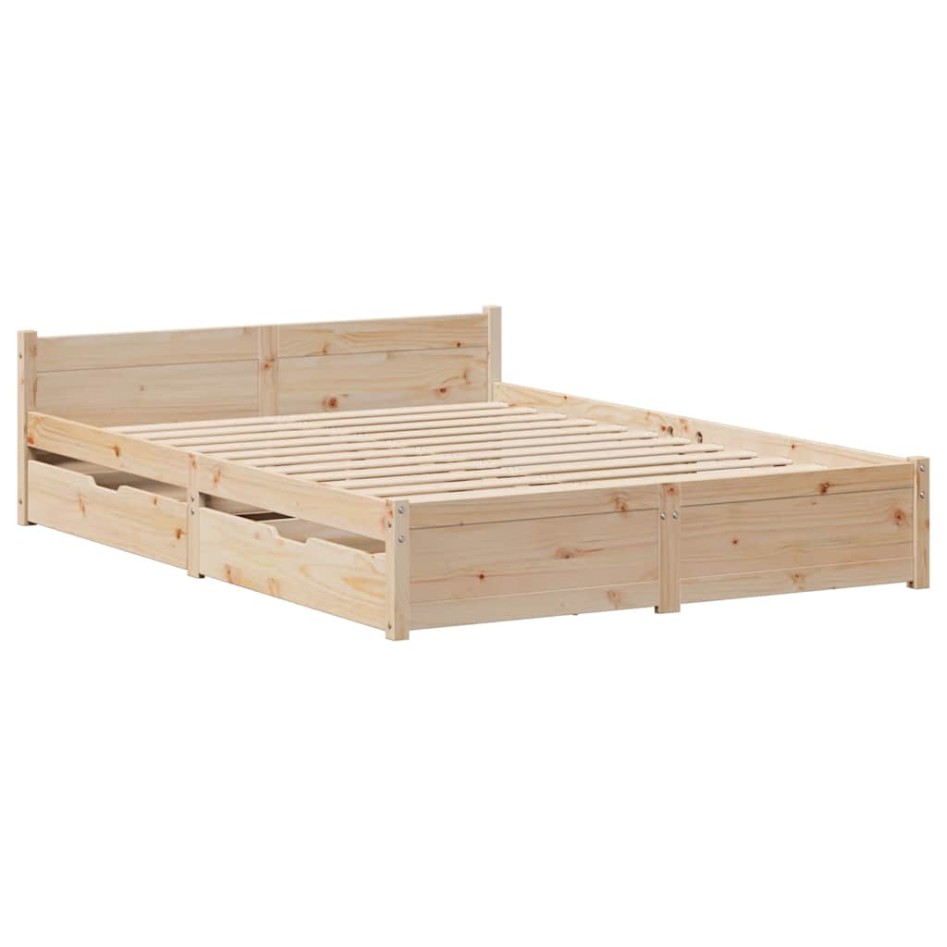 Estructura de cama sin colchón madera de pino maciza 120x200