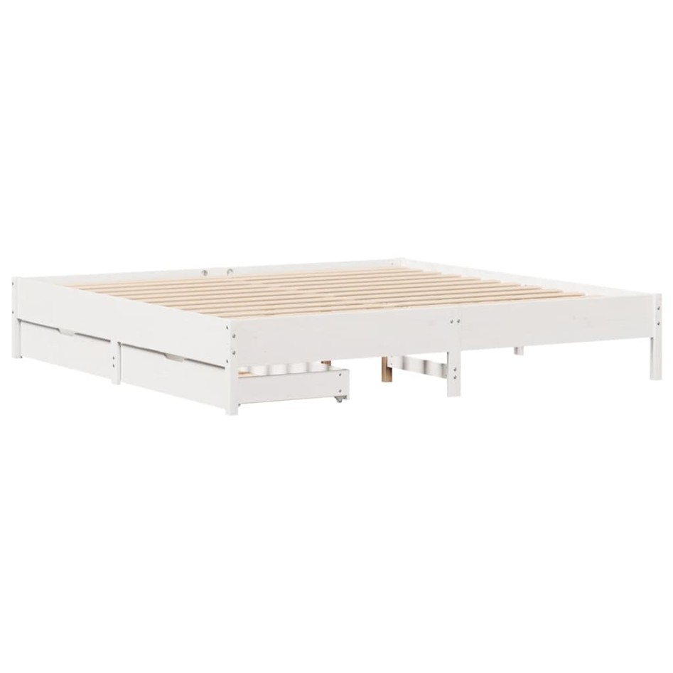 Estructura de cama sin colchón madera maciza blanca 200x200