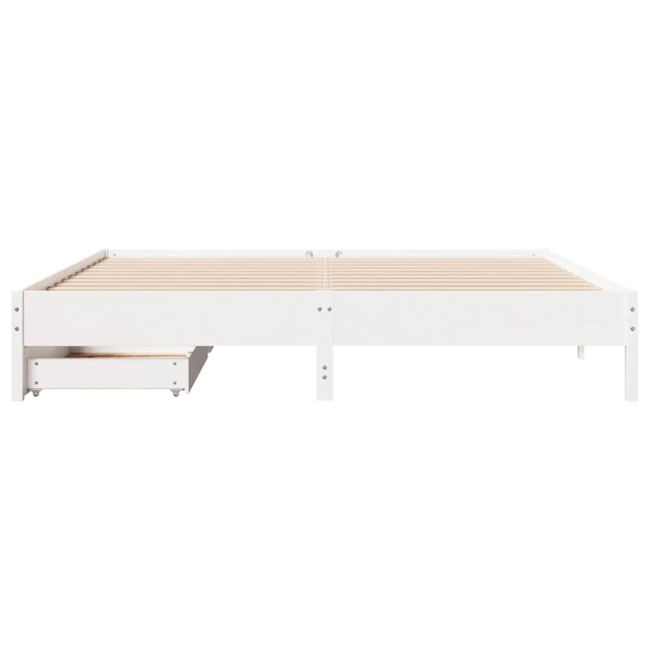 Estructura de cama sin colchón madera maciza blanca 200x200