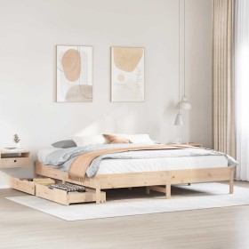 Estructura de cama sin colchón madera maciza de pino 180x200