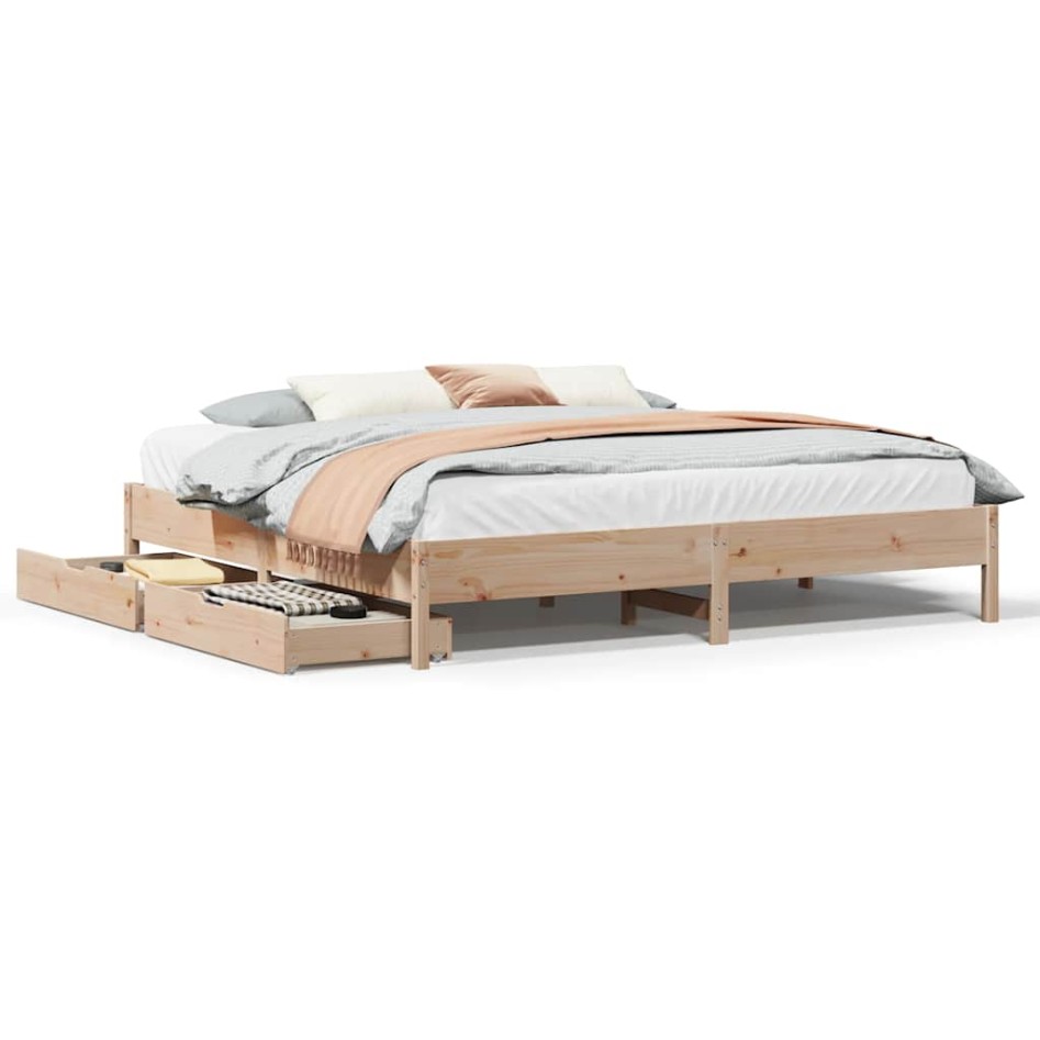 Estructura de cama sin colchón madera maciza de pino 180x200