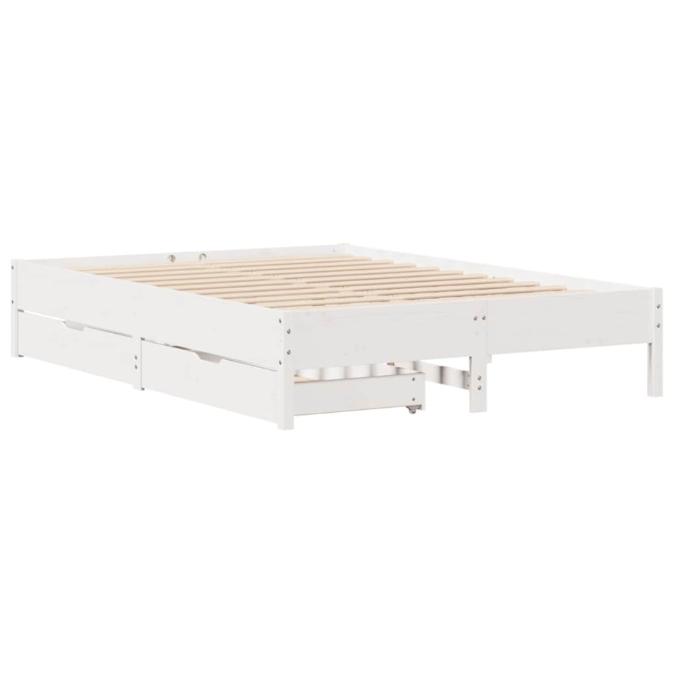Estructura de cama sin colchón madera de pino blanca 150x200