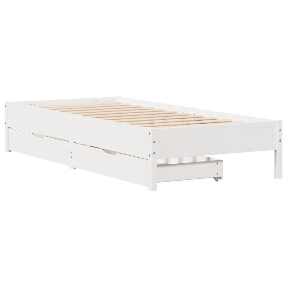 Estructura de cama sin colchón madera de pino blanca 90x200