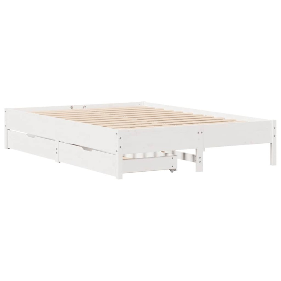 Estructura de cama sin colchón madera maciza blanca 120x190