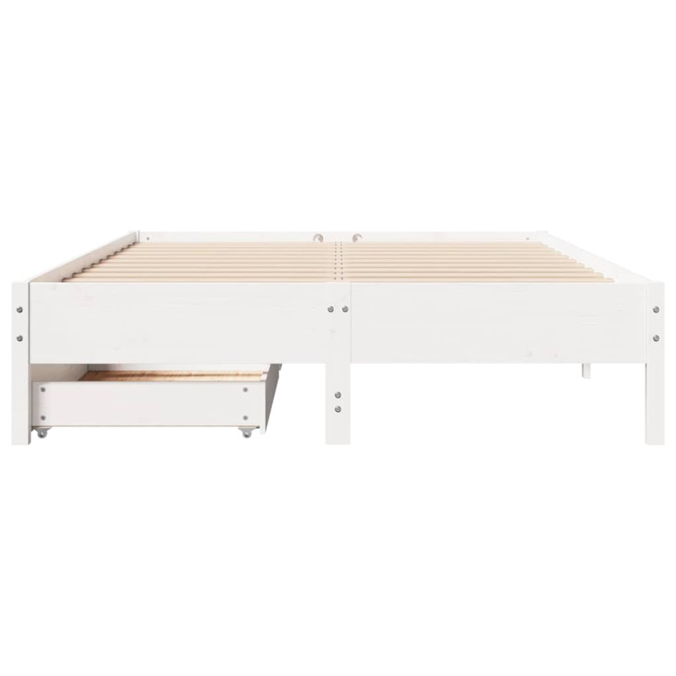 Estructura de cama sin colchón madera maciza blanca 120x190
