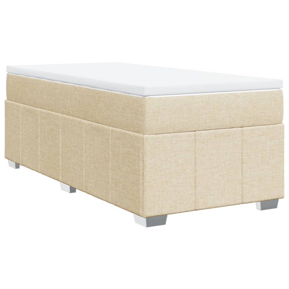 Cama box spring con colchón tela color crema 100x200