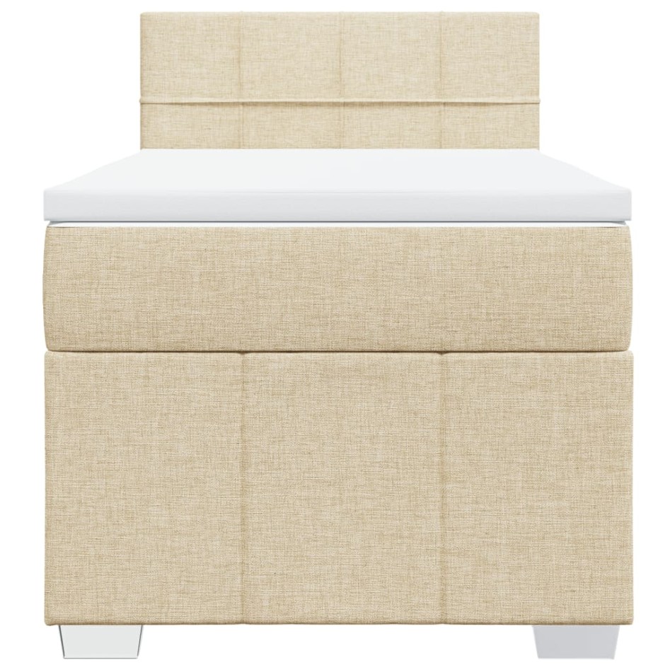 Cama box spring con colchón tela color crema 100x200