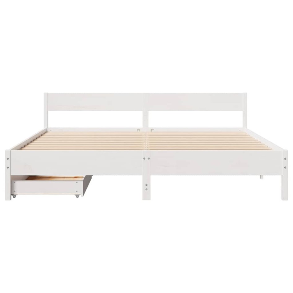 Cama sin colchón madera maciza de pino blanca 180x200
